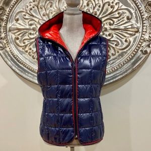 Sperry Top Sider Navy/Red Hooded Puffer Vest LG